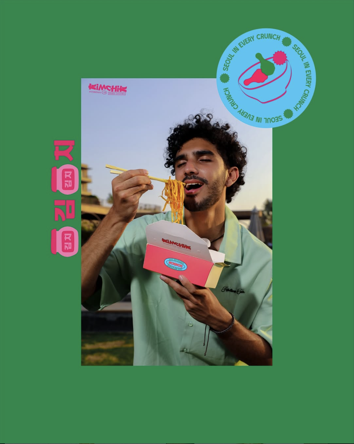 Lifestyle shot eating noodles